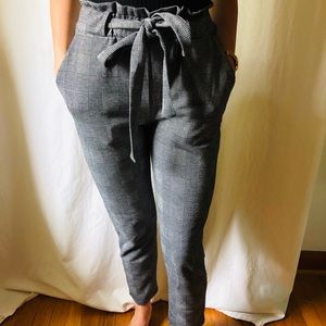 Plaid paper bag pants